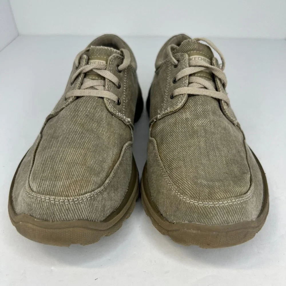 Skechers Mens 64108 Taupe Canvas Lace Up Superior Oxford Size 6.5 Casual Shoes